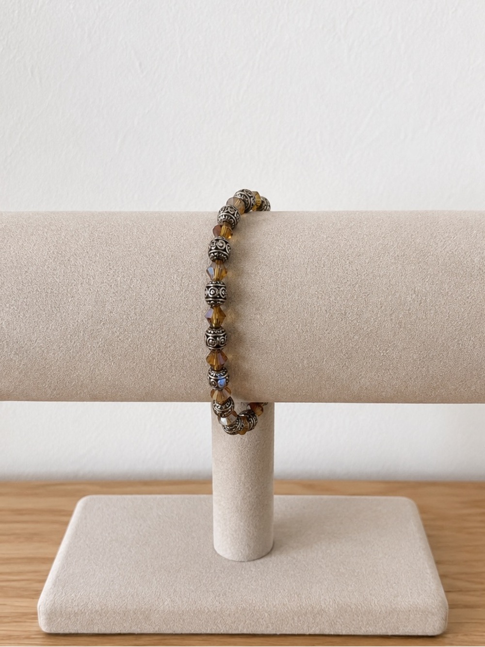 Beaded Amber Glass Stretch Bracelet